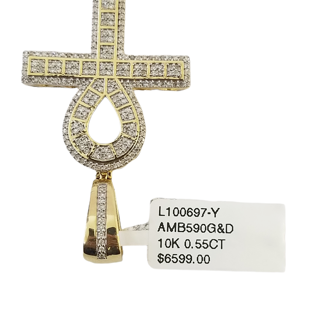 Real 10k Yellow Gold Genuine Diamond Cross Charm Jesus Pendent