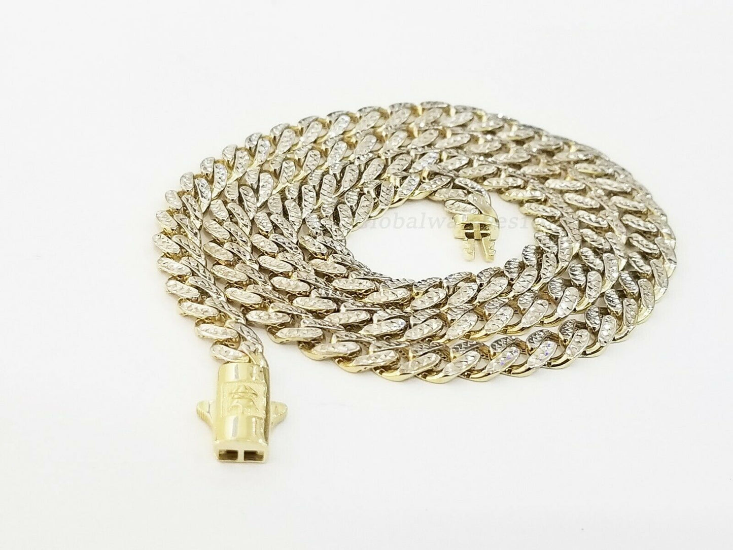 10K Yellow Gold Royal Miami Cuban Chain With Diamond Cut, 24 inches 7 mm Real