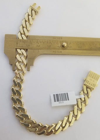 Real 10k Gold 11mm Miami Cuban Link Bracelet 7" Mens Box Lock 10kt Yellow Gold