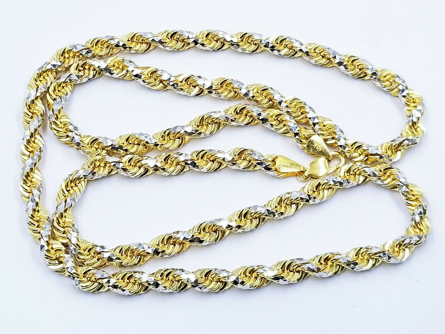 SOLID 10K Yellow Gold Rope Chain 7mm Diamond Cut Mens Necklace 20" -30" Unique