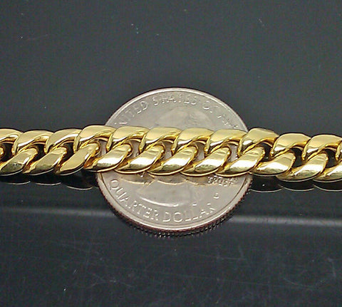 Men REAL 10K Yellow Gold Cuban Bracelet 7mm 8" Inch Box lock