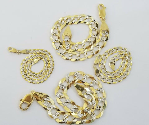 14k Solid Yellow Gold Cuban Link Bracelet Diamond Cut Men Women 7" 9" inch Real