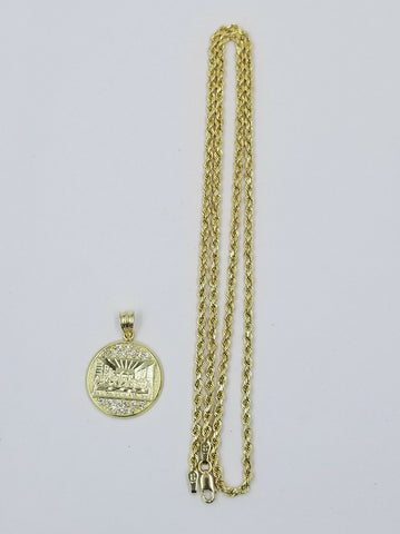 Last Supper Charm Pendant 10kt Rope Chain Necklace SET 20" 2.5mm REAL 10k Gold