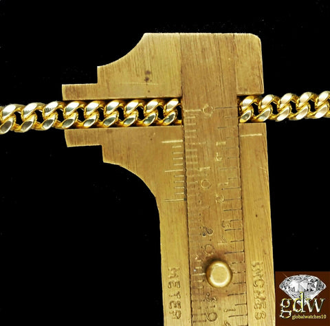 Real 10k Yellow Gold Jesus Cross Pendant 24" 4mm Cuban Chain