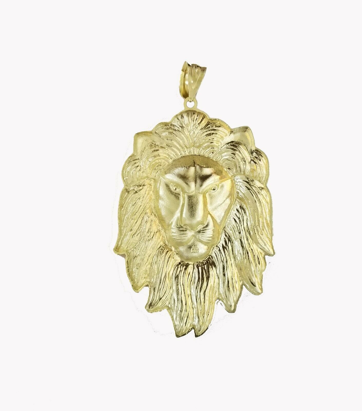 Solid 10k Yellow Gold Lion Head pendant Mens Charm 2.5" Real 10k High Quality Gold