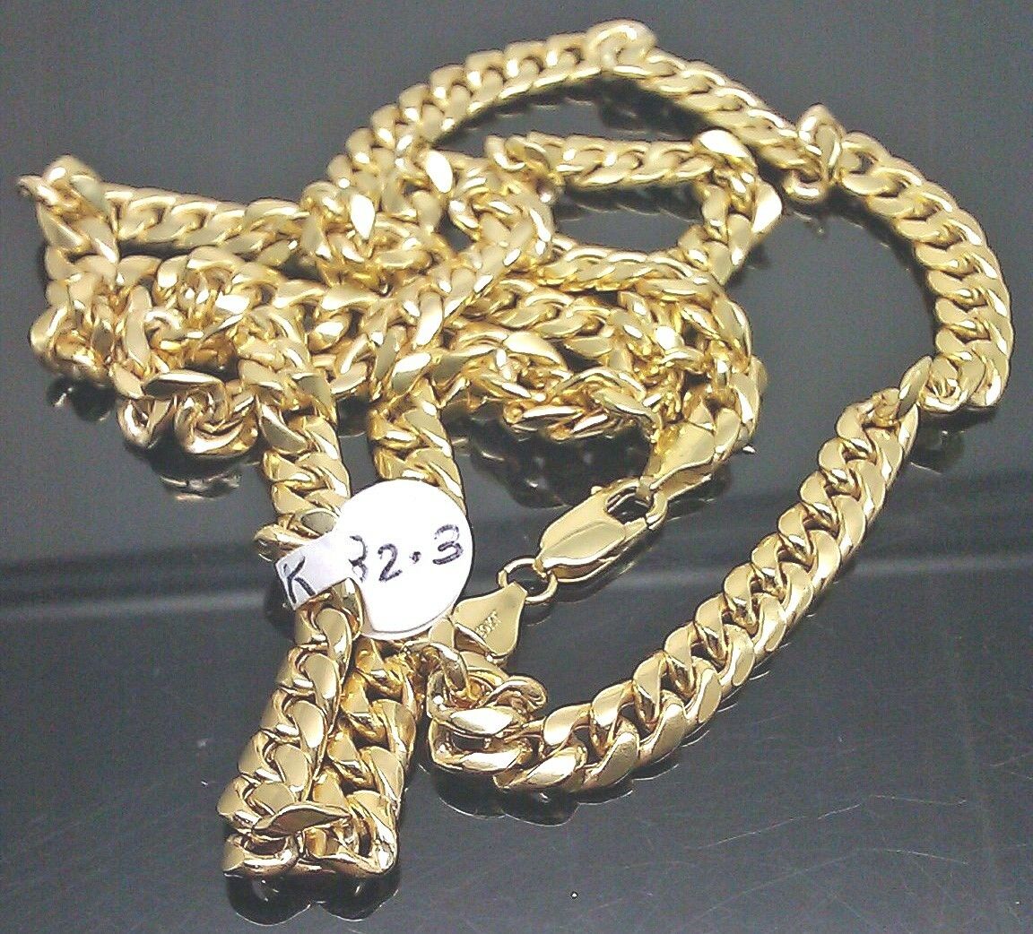 10K Yellow Gold Miami Cuban Chain Necklace 7mm 28 Inch BOX LOCK Link REAL