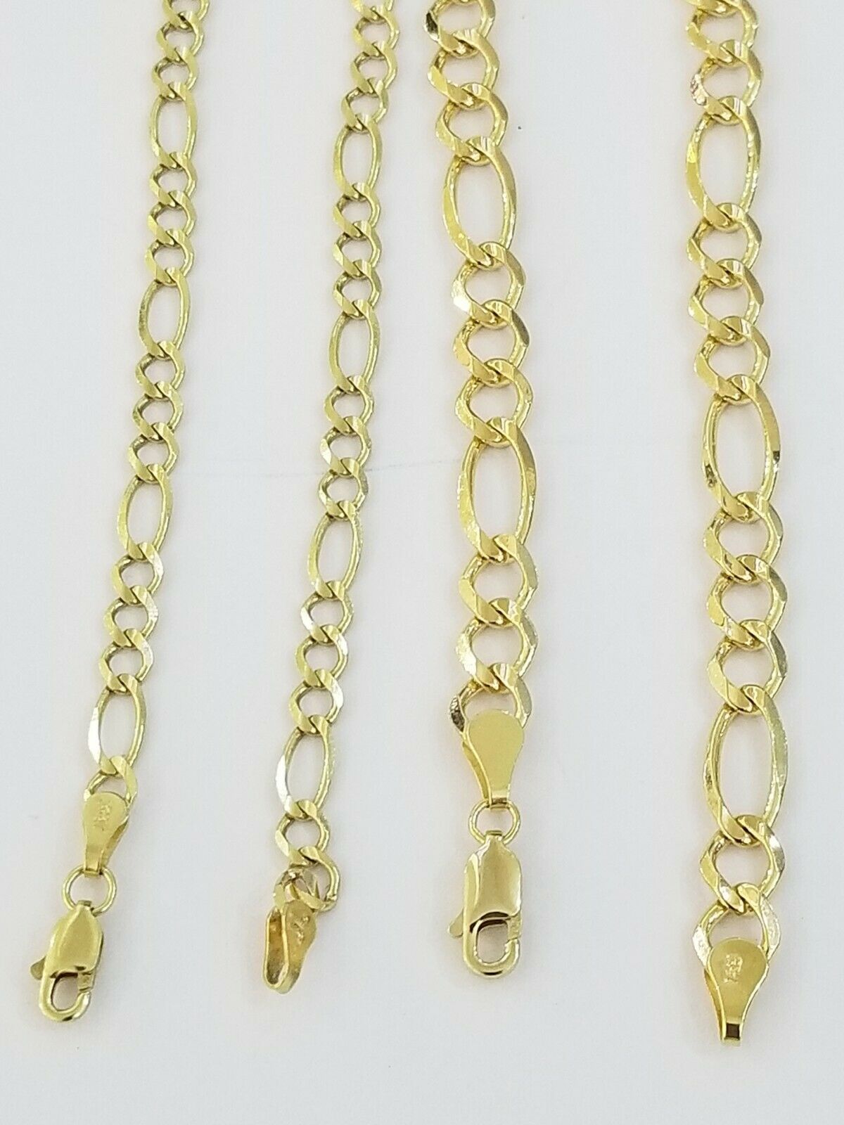 14k Yellow Gold Solid Cuban Figaro Link Bracelet lobster Lock in 8inch Men Women