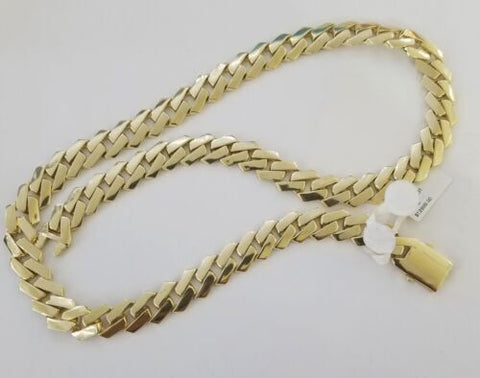 Real 10k Gold Royal Miami Cuban Bracelet 8.5" Necklace 24" Set 10mm Monaco Chain
