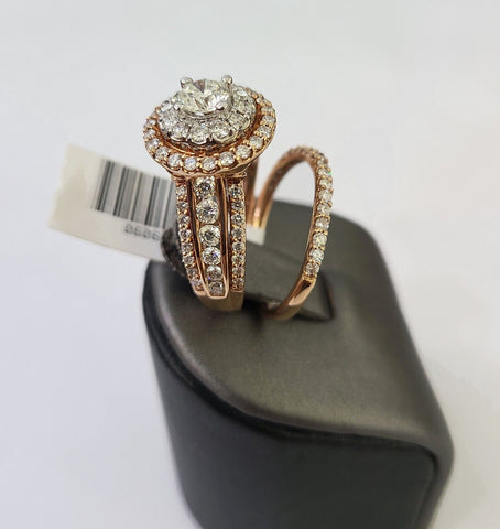 REAL 14k Rose Gold Diamond Ladies Ring Round Shape Women Engagement Wedding