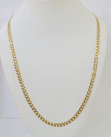 10k Gold Cuban Curb Link chain 3mm 20 Inch Real Yellow Gold Real Genuine