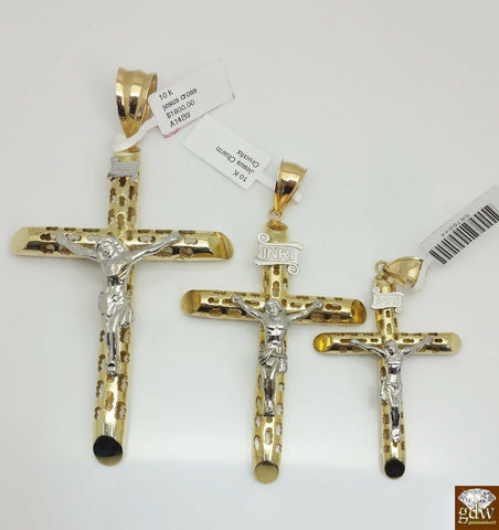 10k Yellow Gold Jesus Crucifix Cross pendant Charm Men Women