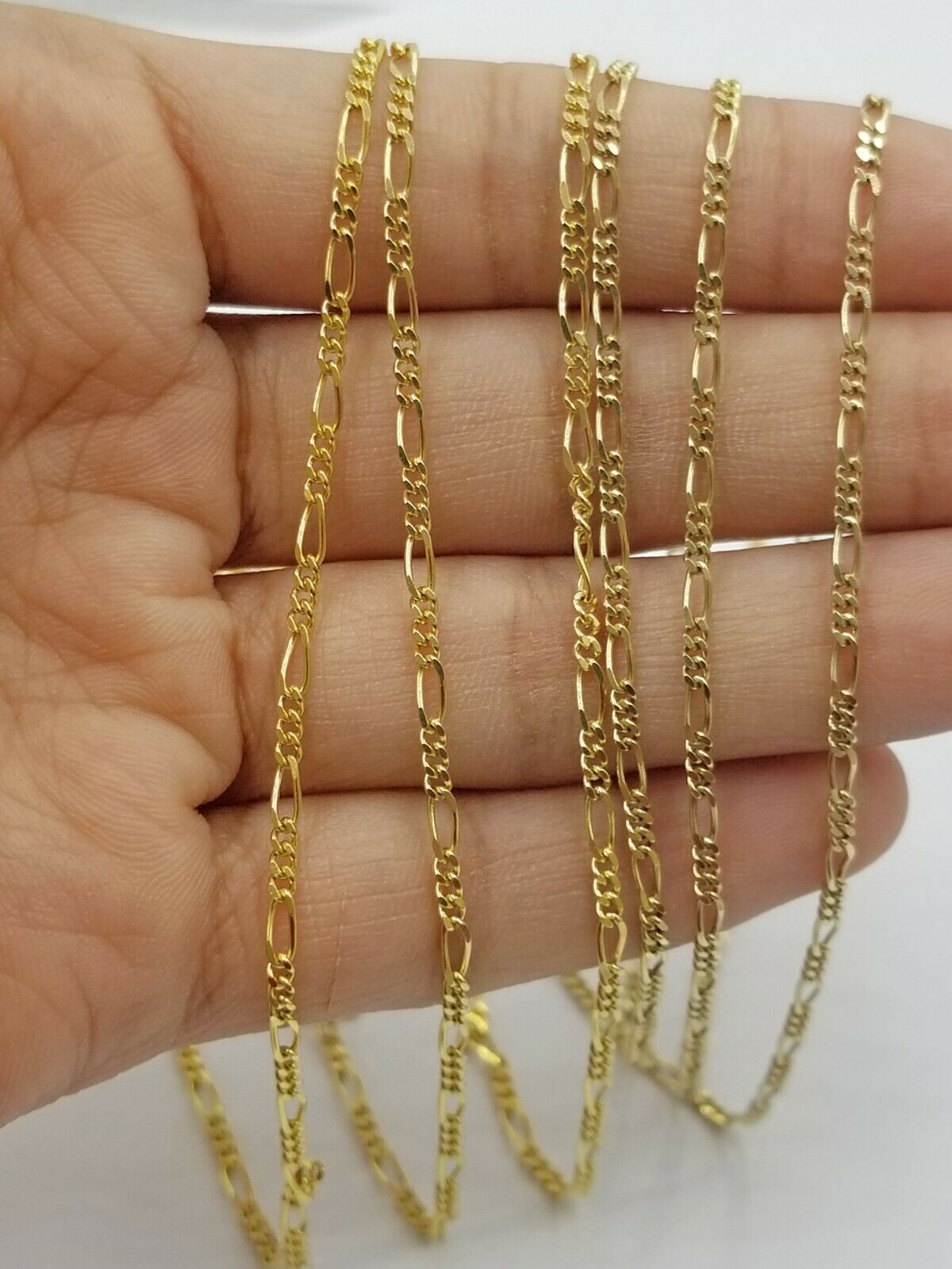 Real 14K Yellow Gold Figaro Link Chain Necklace 2mm 16" 18" 20" 22" 24" Solid