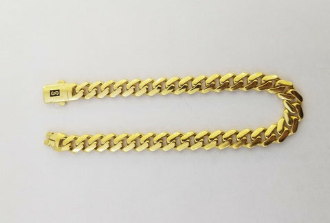 10k Yellow Gold Royal Monaco Miami Cuban Link 8mm Bracelet with Box Clasp 7.5"