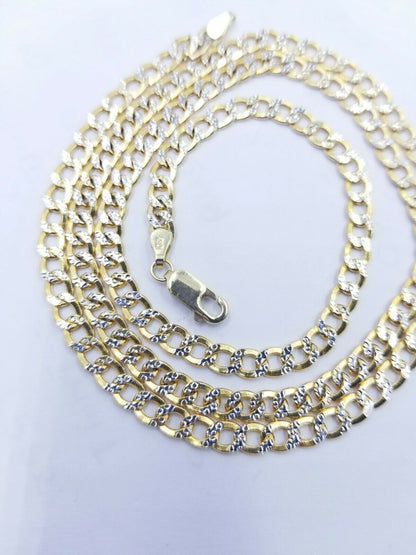 10K Yellow Gold 5mm Cuban Curb Link chain Necklace 18"-26" Diamond Cut Real