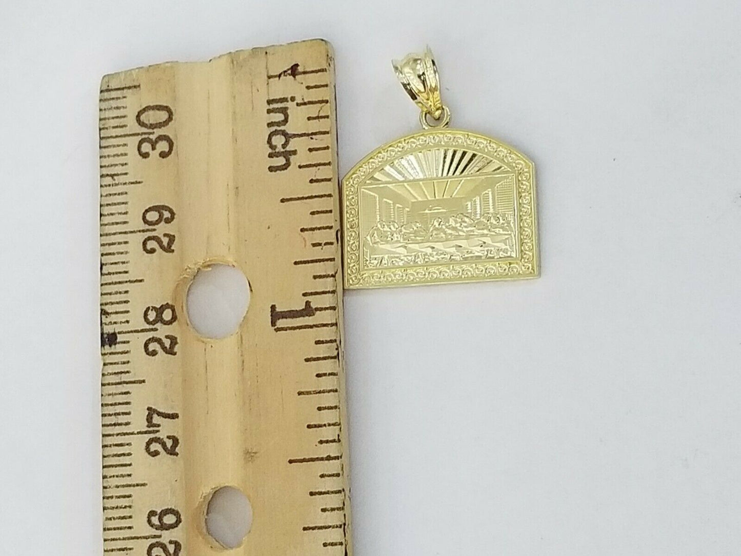 Real 10k Gold Last supper Charm Rope 2.5mm Chain Pendant ,18 20 22 24 26 28 Inch