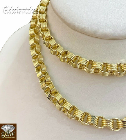 10k Yellow Gold Byzantine Chino Chain Necklace in 22 24 26 28 Inch Lobster Lock