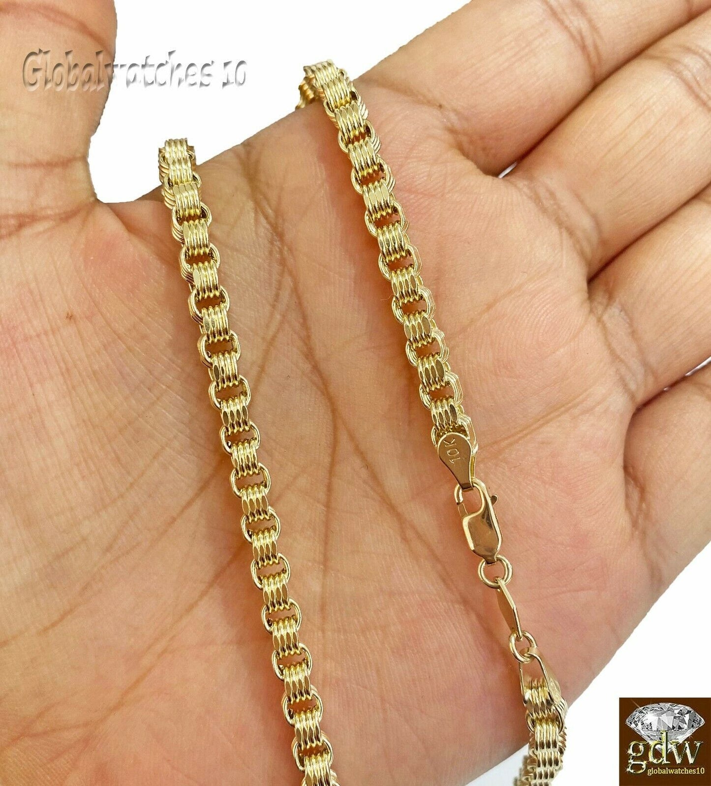 10k Yellow Gold Byzantine Chino Chain Necklace in 20 22 24 26 Inch Lobster Lock