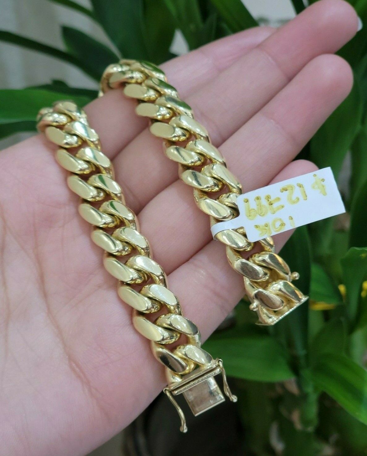 Solid Gold Cuban Link Bracelet 10mm 8" 10k Yellow Gold Miami Cuban Box Lock REAL