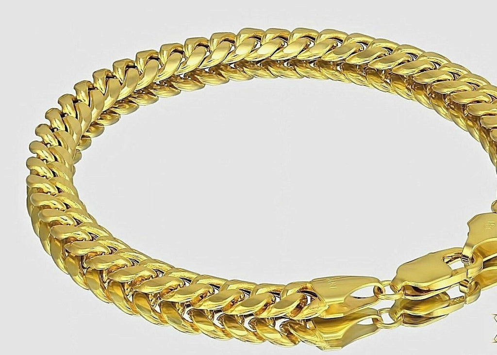 10k Miami Cuban Yellow Gold Bracelet 7.5 inch 8mm  Box lobster Lock Link