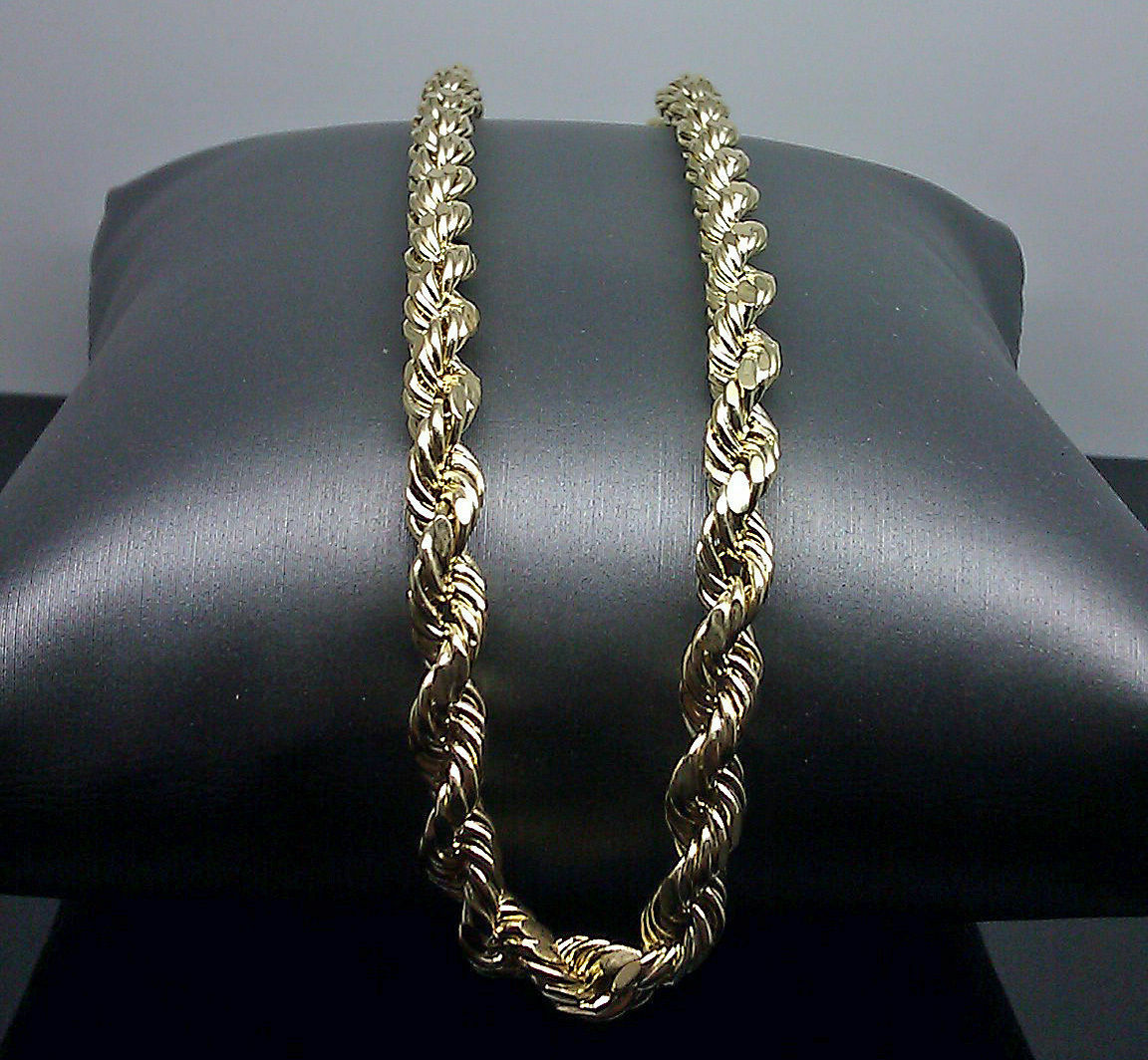 10k Gold Rope Chain 2-8mm Necklace 16"-30" men women Diamond cut REAL 10kt