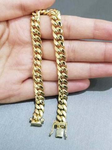 Real 10k Gold Miami Cuban Chain Bracelet SET Necklace 24"  & 7.5-9" Br Authentic