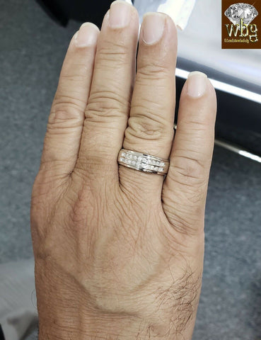 REAL 10k Gold REAL Diamond Wedding Anniversary Engagement Men Band Ring SIZE 11