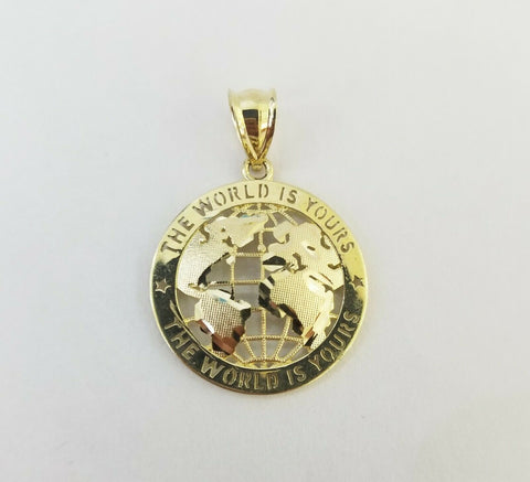 10k'The World is Yours'Global Map Pendant with Diamond Cut Design,10kt Real gold