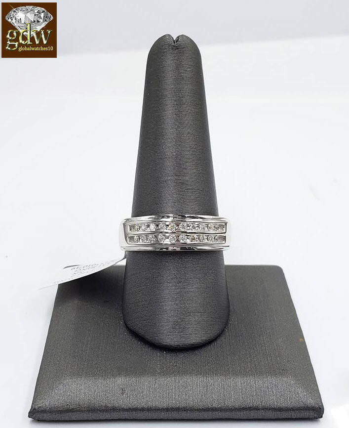 REAL 10k Gold REAL Diamond Wedding Anniversary Engagement Men Band Ring SIZE 11