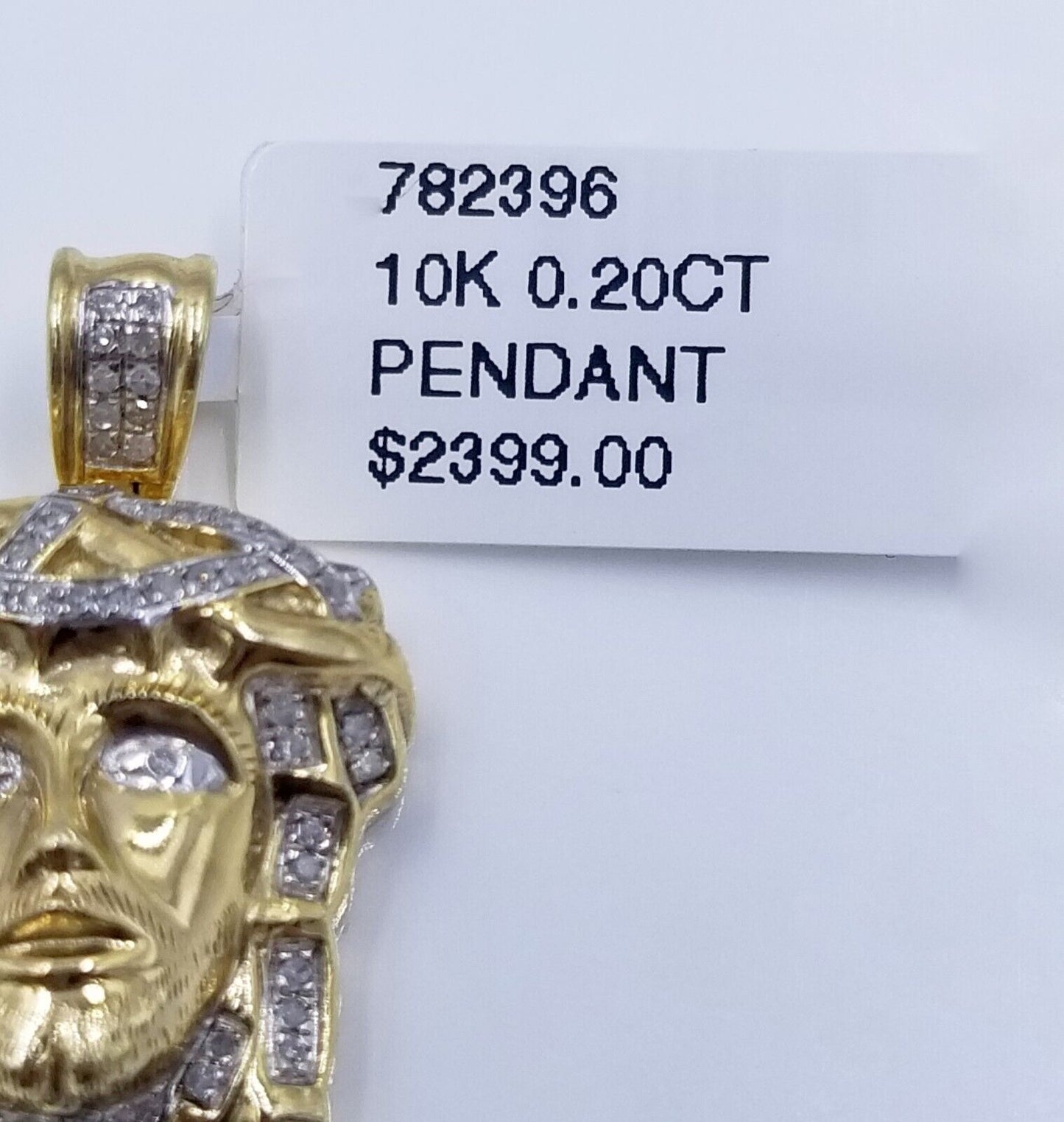 Real 10K Yellow Gold Jesus Head Charm Pendant Genuine Diamond