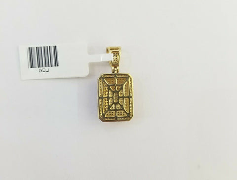 10K Yellow Gold Real 0.51CT Diamond Pillow Charm 1"Inch Square 3D Dome Pendent