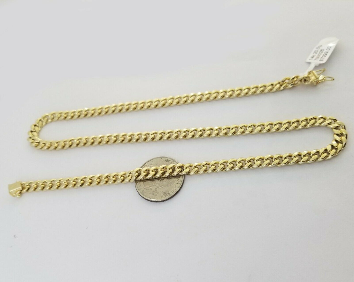 Real 14K Yellow Gold Miami Cuban Link Necklace Chain 6mm box Lock,14kt Gold