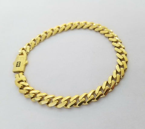 10k Yellow Gold Royal Monaco Link 8mm Bracelet Box Clasp 7.5"