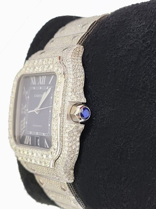 Cartier Santos Men 40mm Diamond Iced Out XL Brand New with Box