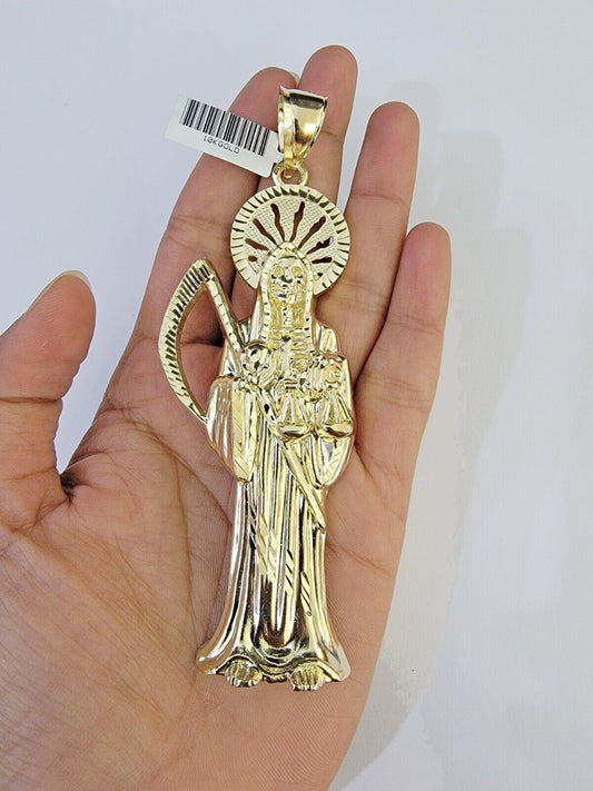 Real 10K Gold Reaper Pendant Charm Diamond Cut 10kt Yellow Gold Charm