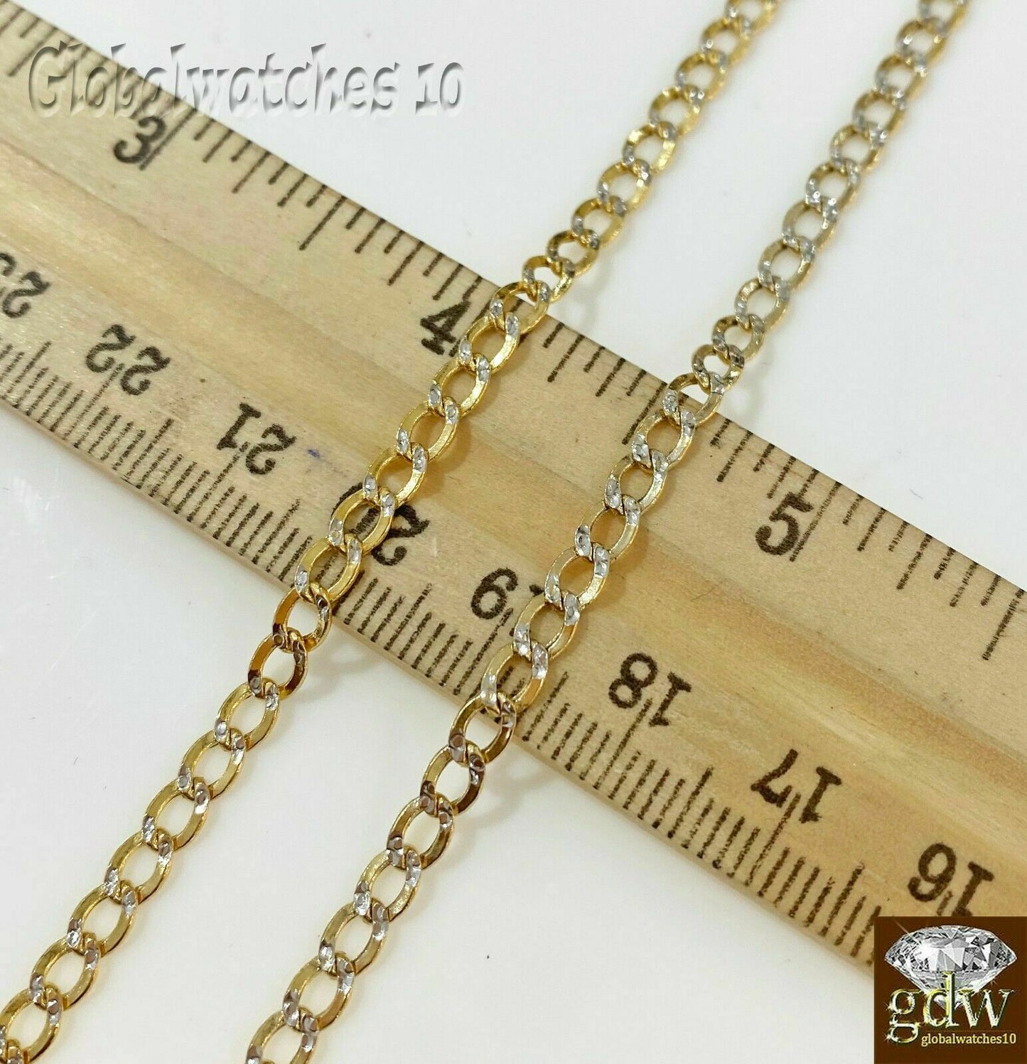 10KT Solid Yellow Gold Cuban Link 4mm Chain Diamond Cut 16" 18" 20" 22" 24" 26"