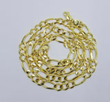 10K Yellow Gold Chain Necklace Figaro Link 26 inches 6mm Men & Women