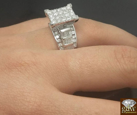 2CT Diamond Solid 10k White Gold Ring Engagement Wedding Cinderella Ladies REAL