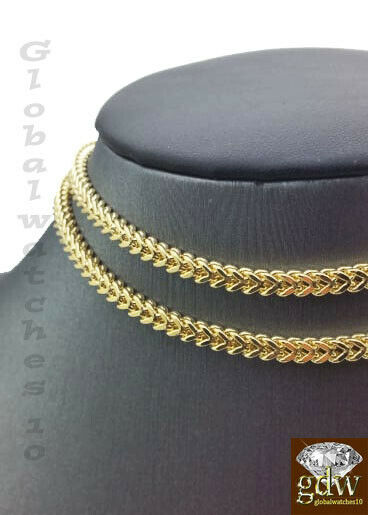 10k Yellow Gold Franco Chain for Men, Real 10k Chain 22 Inch, 4mm, Lobster Clasp