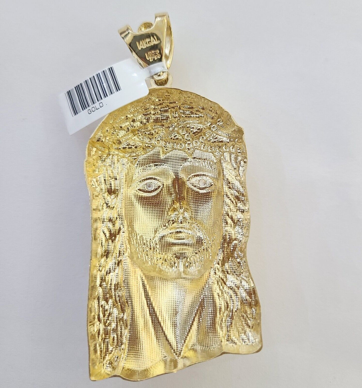 Real 14k Yellow Gold Jesus Head Charm Pendant 3" Inch Jesus face 14kt gold Charm