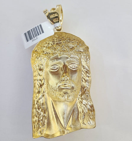 Real 14k Yellow Gold Jesus Head Charm Pendant 3" Inch Jesus face 14kt gold Charm