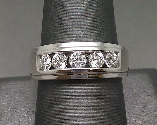 Mens Wedding Band 14K White Gold 1Ct Real Diamonds Engagement Anniversary Ring