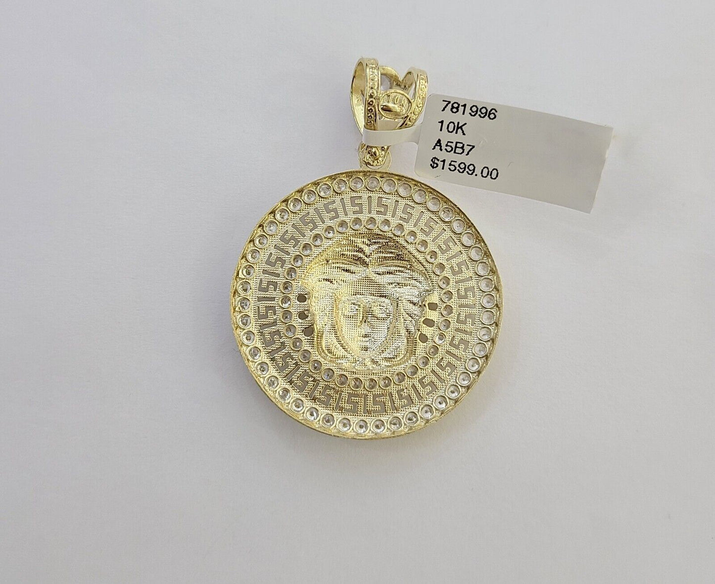 Real 10k Yellow Gold Head Charm Pendant 2" Inches Round New Charm Circular 10kt