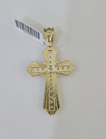 10k Cross Charm Miami Cuban Chain 4mm 22 inch SET Yellow Gold