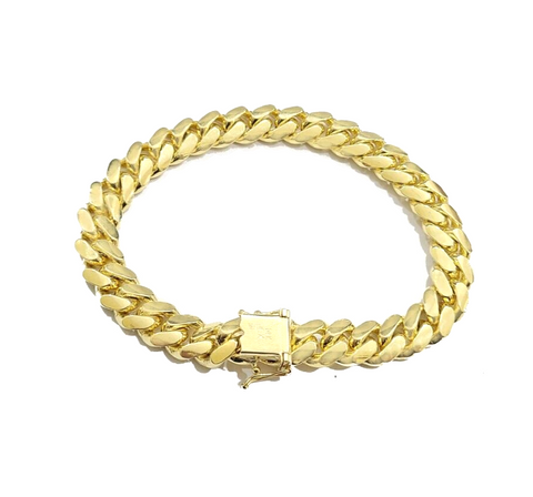 14k Solid Yellow Gold Miami Cuban Bracelet 10mm 9'' inch Real 14kt Unisex
