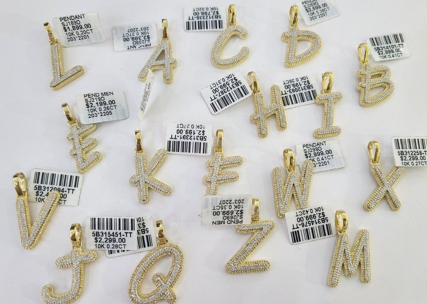 10k Real Yellow Gold Genuine Diamond Initial A-Z Alphabet Charm Pendent