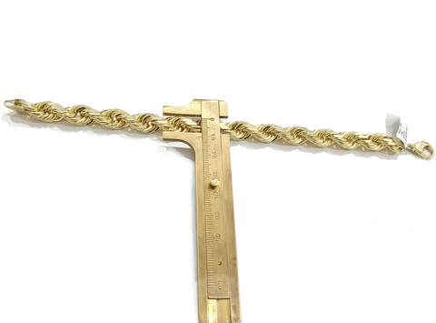 Real 10kt Solid Yellow Gold Rope Bracelet 10k 9mm 9inch Lobster Lock Diamond cut