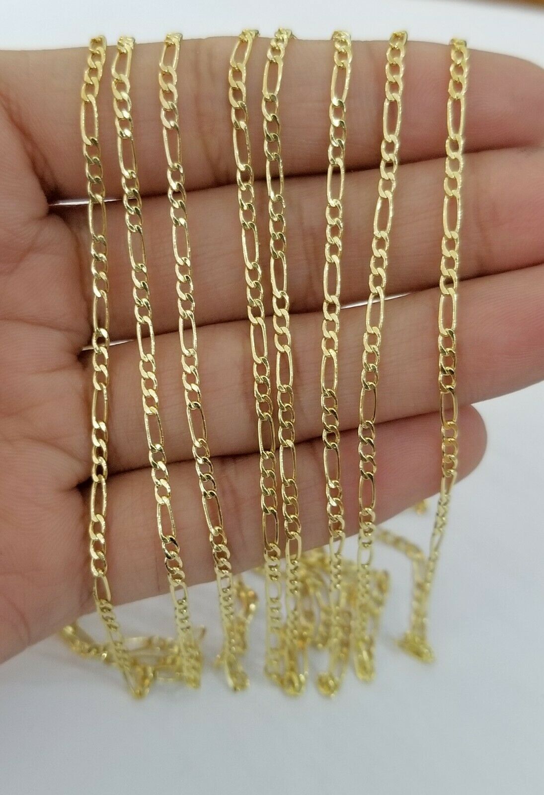 10K Yellow Gold Figaro Link Chain Necklace 2mm 16" 18" 20" 22" 24" 26" Real 10kt