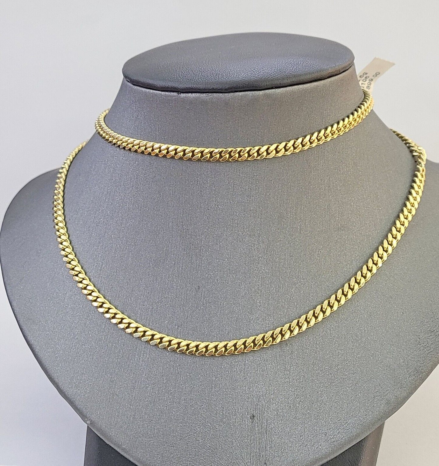 14k Yellow Gold 4mm Miami Cuban Link Chain Necklace 20"-28" Inch Real Solid