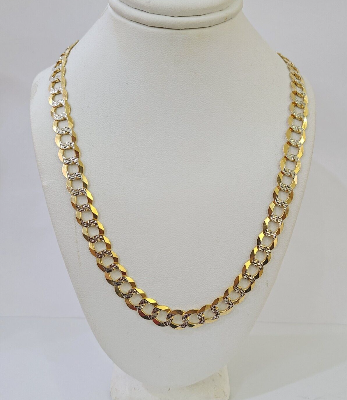 REAL 14k Solid Cuban Curb Link necklace with Diamond Cuts 24 inches 8mm 14kt