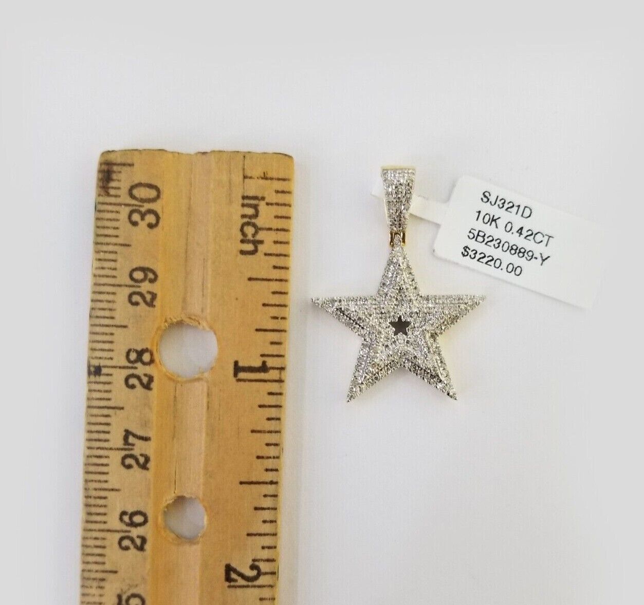 10K Real Gold Double Star Emoji Charm Real Diamond 1 Inch Emoji Pendant 10kt